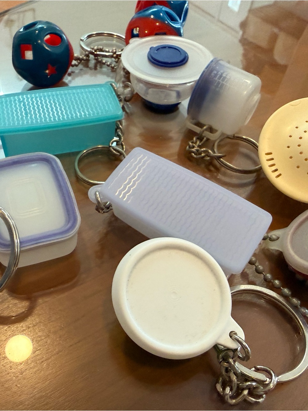Tupperware Keychain Mini Containers - Lavender, Turquoise, White